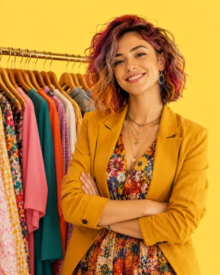 Kendi butiğinde duran mayners satıcısı